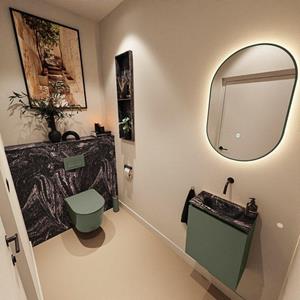 Mondiaz TURE-DLUX 40cm toiletmeubel Army. EDEN wastafel Lava positie midden. Zonder kraangat. TUREDX40ARMM0LAV