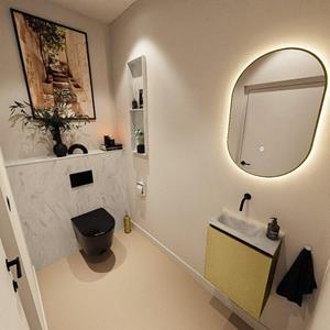 Mondiaz TURE-DLUX 40cm toiletmeubel Oro. EDEN wastafel Opalo positie links. Zonder kraangat. TUREDX40OROL0OPA