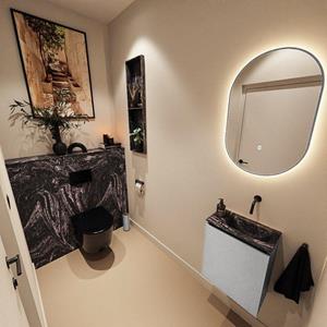 Mondiaz TURE-DLUX 40cm toiletmeubel Plata. EDEN wastafel Lava positie rechts. Zonder kraangat. TUREDX40PLAR0LAV