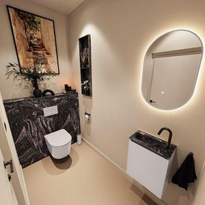 Mondiaz TURE-DLUX 40cm toiletmeubel Cale. EDEN wastafel Lava positie links. Met 1 kraangat. TUREDX40CALL1LAV