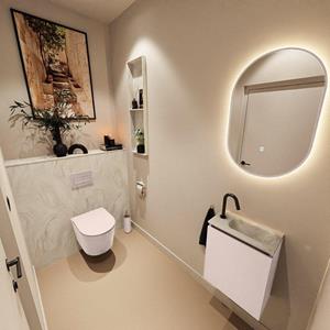 Mondiaz TURE-DLUX 40cm toiletmeubel Rosee. EDEN wastafel Ostra positie rechts. Met 1 kraangat. TUREDX40ROSR1OST