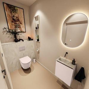 Mondiaz TURE-DLUX 40cm toiletmeubel Rosee. EDEN wastafel Ostra positie links. Zonder kraangat. TUREDX40ROSL0OST