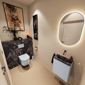 Mondiaz TURE-DLUX 40cm toiletmeubel Clay. EDEN wastafel Lava positie midden. Zonder kraangat. TUREDX40CLAM0LAV
