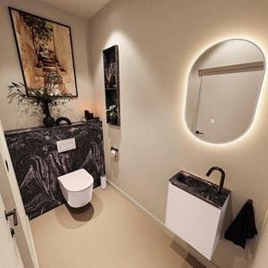 Mondiaz TURE-DLUX 40cm toiletmeubel Rosee. EDEN wastafel Lava positie links. Met 1 kraangat. TUREDX40ROSL1LAV