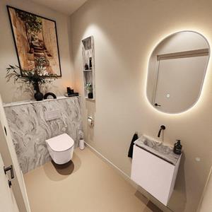 Mondiaz TURE-DLUX 40cm toiletmeubel Rosee. EDEN wastafel Glace positie midden. Zonder kraangat. TUREDX40ROSM0GLA