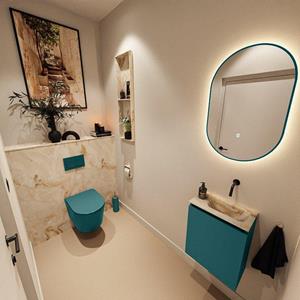 Mondiaz TURE-DLUX 40cm toiletmeubel Smag. EDEN wastafel Frappe positie rechts. Zonder kraangat. TUREDX40SMAR0FRA