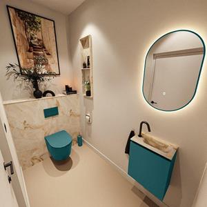 Mondiaz TURE-DLUX 40cm toiletmeubel Smag. EDEN wastafel Frappe positie rechts. Met 1 kraangat. TUREDX40SMAR1FRA