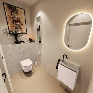 Mondiaz TURE-DLUX 40cm toiletmeubel Rosee. EDEN wastafel Opalo positie rechts. Met 1 kraangat. TUREDX40ROSR1OPA