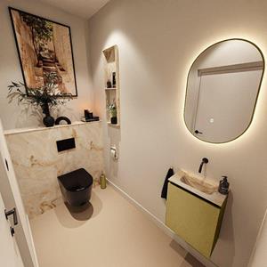 Mondiaz TURE-DLUX 40cm toiletmeubel Oro. EDEN wastafel Frappe positie midden. Zonder kraangat. TUREDX40OROM0FRA