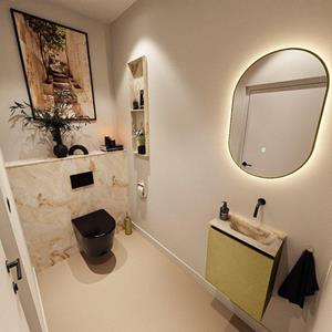 Mondiaz TURE-DLUX 40cm toiletmeubel Oro. EDEN wastafel Frappe positie rechts. Zonder kraangat. TUREDX40OROR0FRA