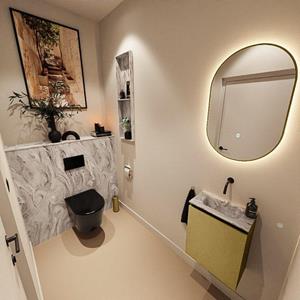 Mondiaz TURE-DLUX 40cm toiletmeubel Oro. EDEN wastafel Glace positie midden. Zonder kraangat. TUREDX40OROM0GLA
