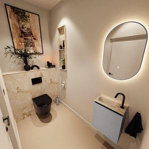 Mondiaz TURE-DLUX 40cm toiletmeubel Plata. EDEN wastafel Frappe positie links. Met 1 kraangat. TUREDX40PLAL1FRA