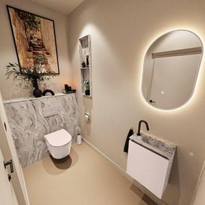 Mondiaz TURE-DLUX 40cm toiletmeubel Rosee. EDEN wastafel Glace positie rechts. Met 1 kraangat. TUREDX40ROSR1GLA