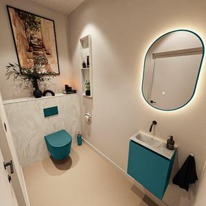 Mondiaz TURE-DLUX 40cm toiletmeubel Smag. EDEN wastafel Ostra positie links. Zonder kraangat. TUREDX40SMAL0OST