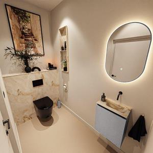 Mondiaz TURE-DLUX 40cm toiletmeubel Plata. EDEN wastafel Frappe positie rechts. Zonder kraangat. TUREDX40PLAR0FRA
