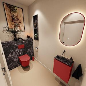 Mondiaz TURE-DLUX 40cm toiletmeubel Fire. EDEN wastafel Lava positie links. Zonder kraangat. TUREDX40FIRL0LAV
