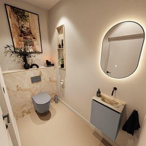 Mondiaz TURE-DLUX 40cm toiletmeubel Smoke. EDEN wastafel Frappe positie rechts. Zonder kraangat. TUREDX40SMOR0FRA