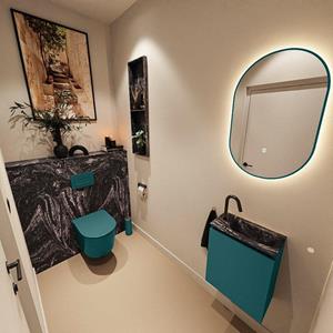 Mondiaz TURE-DLUX 40cm toiletmeubel Smag. EDEN wastafel Lava positie rechts. Met 1 kraangat. TUREDX40SMAR1LAV