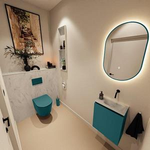 Mondiaz TURE-DLUX 40cm toiletmeubel Smag. EDEN wastafel Opalo positie rechts. Zonder kraangat. TUREDX40SMAR0OPA