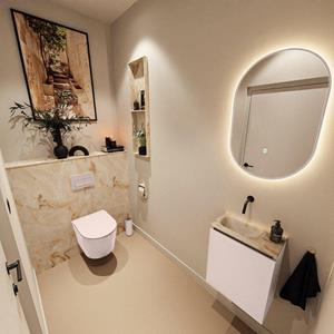 Mondiaz TURE-DLUX 40cm toiletmeubel Rosee. EDEN wastafel Frappe positie links. Zonder kraangat. TUREDX40ROSL0FRA