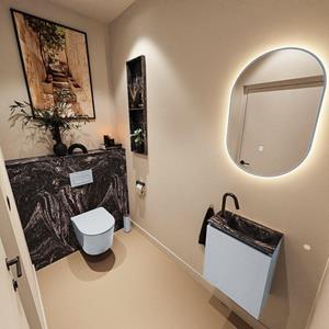 Mondiaz TURE-DLUX 40cm toiletmeubel Clay. EDEN wastafel Lava positie rechts. Met 1 kraangat. TUREDX40CLAR1LAV