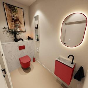 Mondiaz TURE-DLUX 40cm toiletmeubel Fire. EDEN wastafel Opalo positie links. Met 1 kraangat. TUREDX40FIRL1OPA