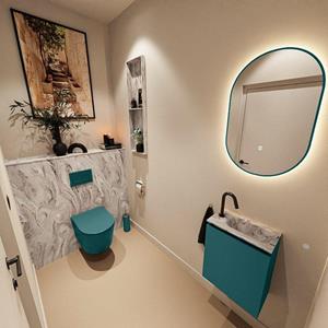 Mondiaz TURE-DLUX 40cm toiletmeubel Smag. EDEN wastafel Glace positie rechts. Met 1 kraangat. TUREDX40SMAR1GLA