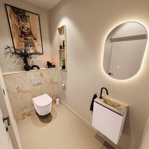 Mondiaz TURE-DLUX 40cm toiletmeubel Rosee. EDEN wastafel Frappe positie rechts. Met 1 kraangat. TUREDX40ROSR1FRA