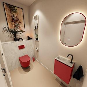 Mondiaz TURE-DLUX 40cm toiletmeubel Fire. EDEN wastafel Ostra positie links. Met 1 kraangat. TUREDX40FIRL1OST