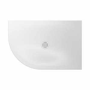 Crosswater Creo Offset Douchebak - 120x80x2.5cm - kwartrond - links - wit CRQ800X1200LHW
