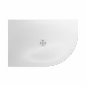 Crosswater Creo Offset Douchebak - 120x80x2.5cm - kwartrond - rechts - wit CRQ800X1200RHW