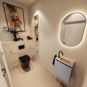 Mondiaz TURE-DLUX 40cm toiletmeubel Plata. EDEN wastafel Frappe positie rechts. Met 1 kraangat. TUREDX40PLAR1FRA