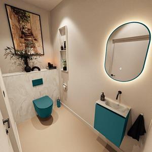 Mondiaz TURE-DLUX 40cm toiletmeubel Smag. EDEN wastafel Ostra positie rechts. Zonder kraangat. TUREDX40SMAR0OST