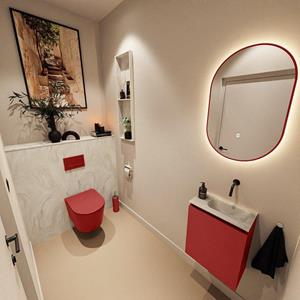 Mondiaz TURE-DLUX 40cm toiletmeubel Fire. EDEN wastafel Ostra positie rechts. Zonder kraangat. TUREDX40FIRR0OST