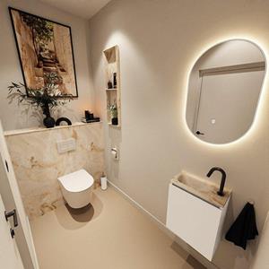 Mondiaz TURE-DLUX 40cm toiletmeubel Talc. EDEN wastafel Frappe positie links. Met 1 kraangat. TUREDX40TALL1FRA