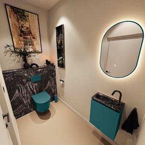 Mondiaz TURE-DLUX 40cm toiletmeubel Smag. EDEN wastafel Lava positie links. Met 1 kraangat. TUREDX40SMAL1LAV