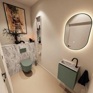 Mondiaz TURE-DLUX 40cm toiletmeubel Army. EDEN wastafel Glace positie links. Met 1 kraangat. TUREDX40ARML1GLA