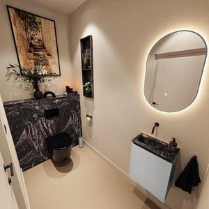 Mondiaz TURE-DLUX 40cm toiletmeubel Plata. EDEN wastafel Lava positie links. Zonder kraangat. TUREDX40PLAL0LAV