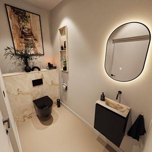 Mondiaz TURE-DLUX 40cm toiletmeubel Urban. EDEN wastafel Frappe positie rechts. Zonder kraangat. TUREDX40URBR0FRA