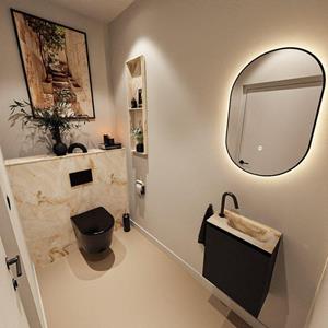 Mondiaz TURE-DLUX 40cm toiletmeubel Urban. EDEN wastafel Frappe positie rechts. Met 1 kraangat. TUREDX40URBR1FRA