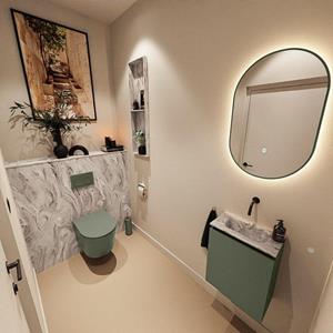 Mondiaz TURE-DLUX 40cm toiletmeubel Army. EDEN wastafel Glace positie midden. Zonder kraangat. TUREDX40ARMM0GLA