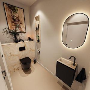 Mondiaz TURE-DLUX 40cm toiletmeubel Urban. EDEN wastafel Frappe positie links. Met 1 kraangat. TUREDX40URBL1FRA
