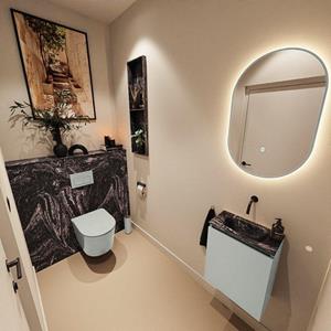 Mondiaz TURE-DLUX 40cm toiletmeubel Greey. EDEN wastafel Lava positie midden. Zonder kraangat. TUREDX40GREM0LAV