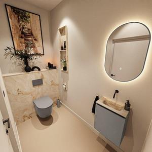 Mondiaz TURE-DLUX 40cm toiletmeubel Smoke. EDEN wastafel Frappe positie midden. Zonder kraangat. TUREDX40SMOM0FRA
