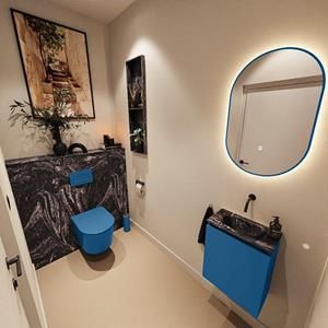 Mondiaz TURE-DLUX 40cm toiletmeubel Jeans. EDEN wastafel Lava positie midden. Zonder kraangat. TUREDX40JEAM0LAV