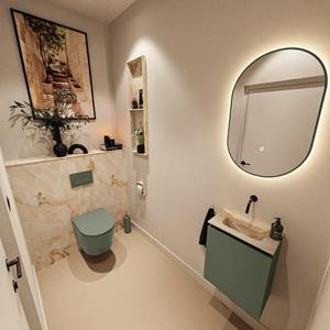 Mondiaz TURE-DLUX 40cm toiletmeubel Army. EDEN wastafel Frappe positie midden. Zonder kraangat. TUREDX40ARMM0FRA