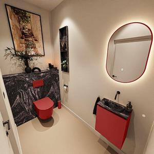 Mondiaz TURE-DLUX 40cm toiletmeubel Fire. EDEN wastafel Lava positie midden. Zonder kraangat. TUREDX40FIRM0LAV