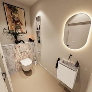 Mondiaz TURE-DLUX 40cm toiletmeubel Talc. EDEN wastafel Glace positie midden. Zonder kraangat. TUREDX40TALM0GLA
