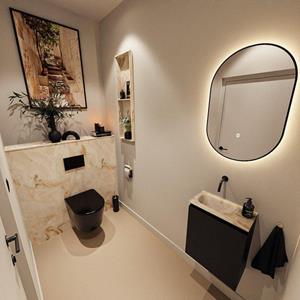 Mondiaz TURE-DLUX 40cm toiletmeubel Urban. EDEN wastafel Frappe positie links. Zonder kraangat. TUREDX40URBL0FRA