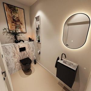 Mondiaz TURE-DLUX 40cm toiletmeubel Urban. EDEN wastafel Glace positie rechts. Met 1 kraangat. TUREDX40URBR1GLA